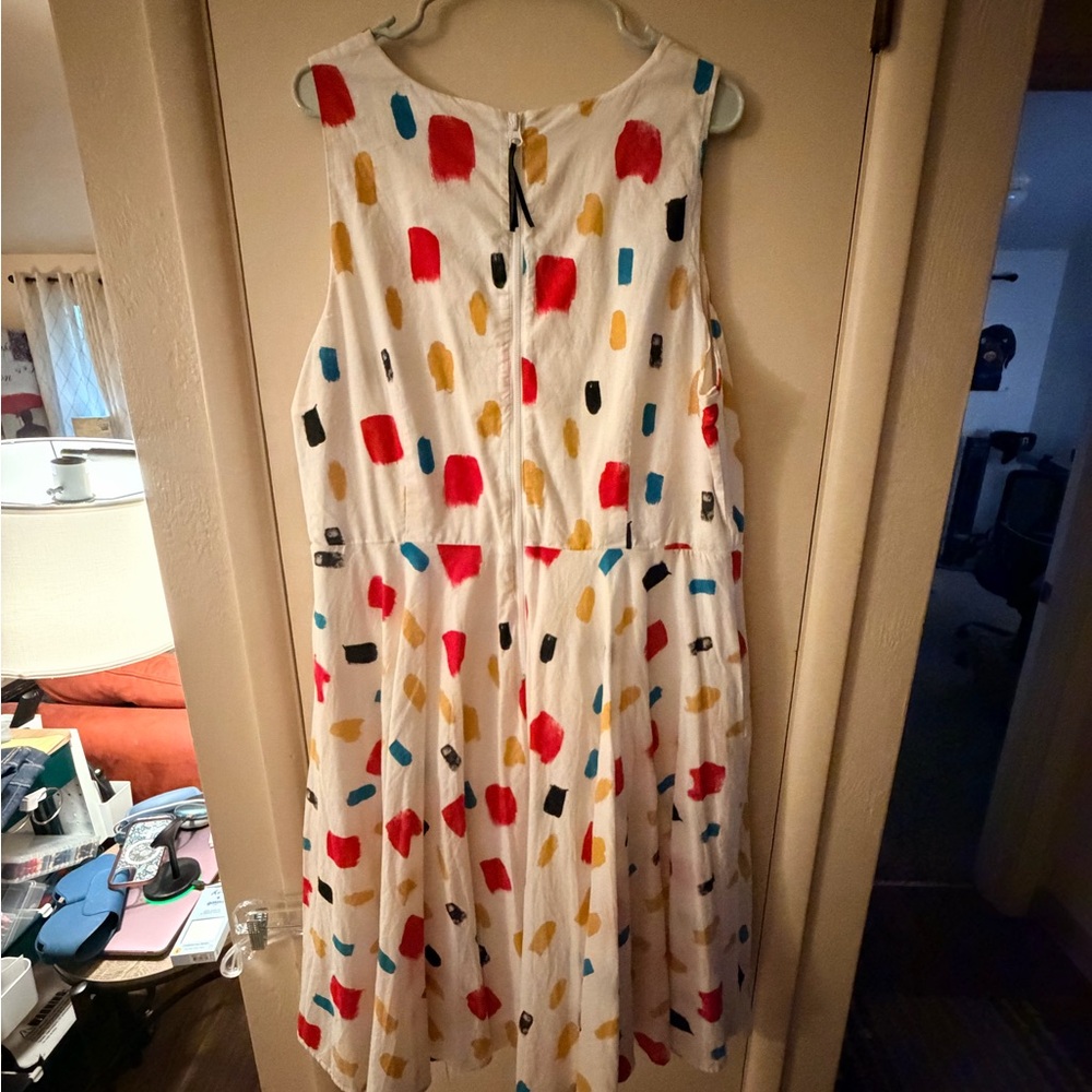 NWT Lane Bryant White Midi Dress with Colorful Accents 24 - Picture 3 of 4